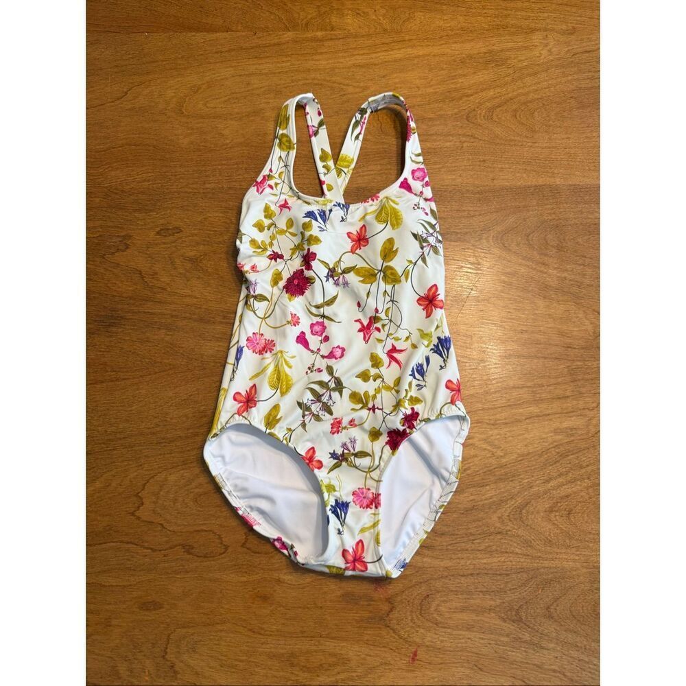 Lands' End Women’s Cross Back Tropical Floral One Piece Swimsuit Size 4